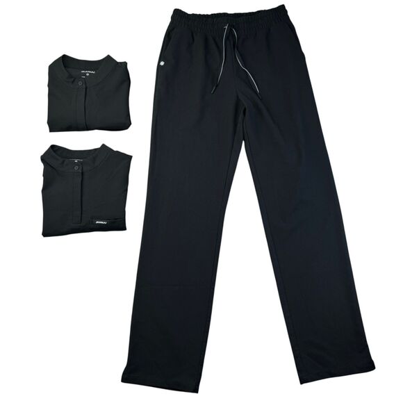 Jaanuu Tops - Jaanuu Scrub LOT Women's Medium Tall Black Top Pants Savi Tuck-In Stand-Collar